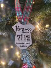 Load image into Gallery viewer, Newborn Baby Birth Stats Ornament