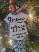 Load image into Gallery viewer, Newborn Baby Birth Stats Ornament