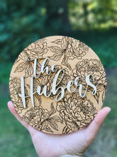 Load image into Gallery viewer, Customizable Engraved Peony Sign