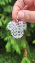Load image into Gallery viewer, Mouse Head Earrings, Mickey-Shaped Checkerboard Earrings, Clear Acrylic Earrings
