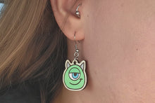 Load image into Gallery viewer, Monsters Sully Mike Dangle Hand-Painted Earrings
