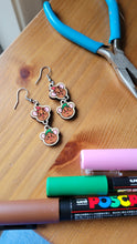 Load image into Gallery viewer, Cinderella Mice Hand-Painted Wooden Dangle Earrings
