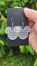 Load image into Gallery viewer, Mouse Head Earrings, Mickey-Shaped Checkerboard Earrings, Clear Acrylic Earrings
