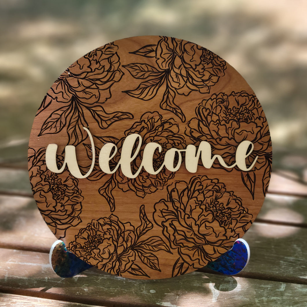 Customizable Engraved Peony Sign