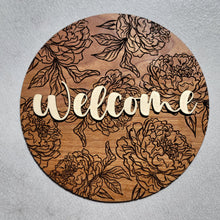 Load image into Gallery viewer, Customizable Engraved Peony Sign
