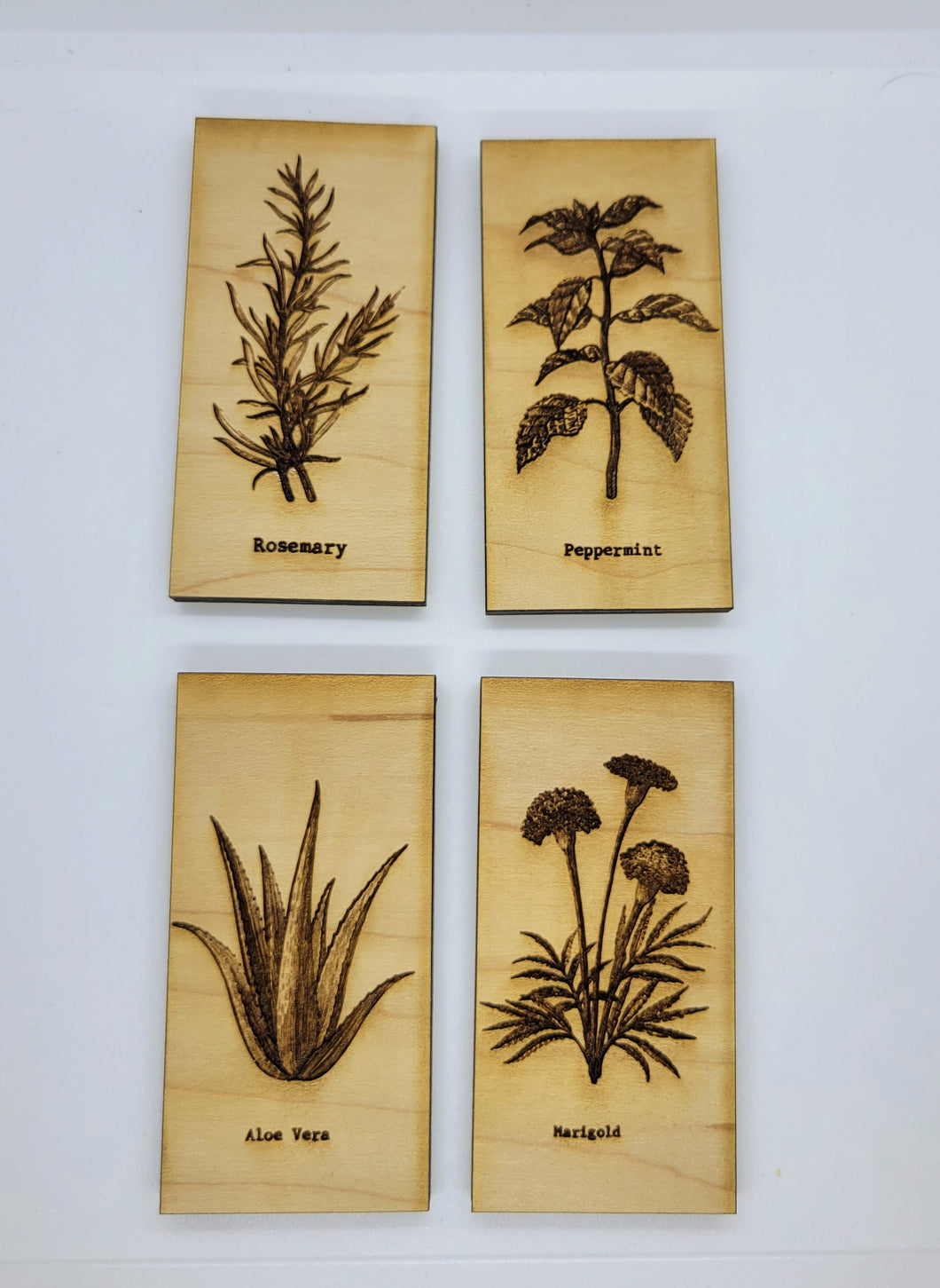 Medicinal Plants Wood Engraved Magnets